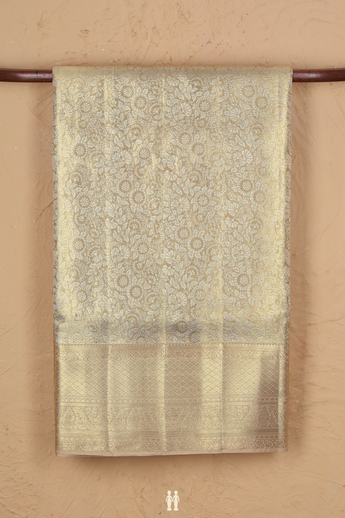 Kanchipuram Silk Saree In Tissue Gold With Floral Design