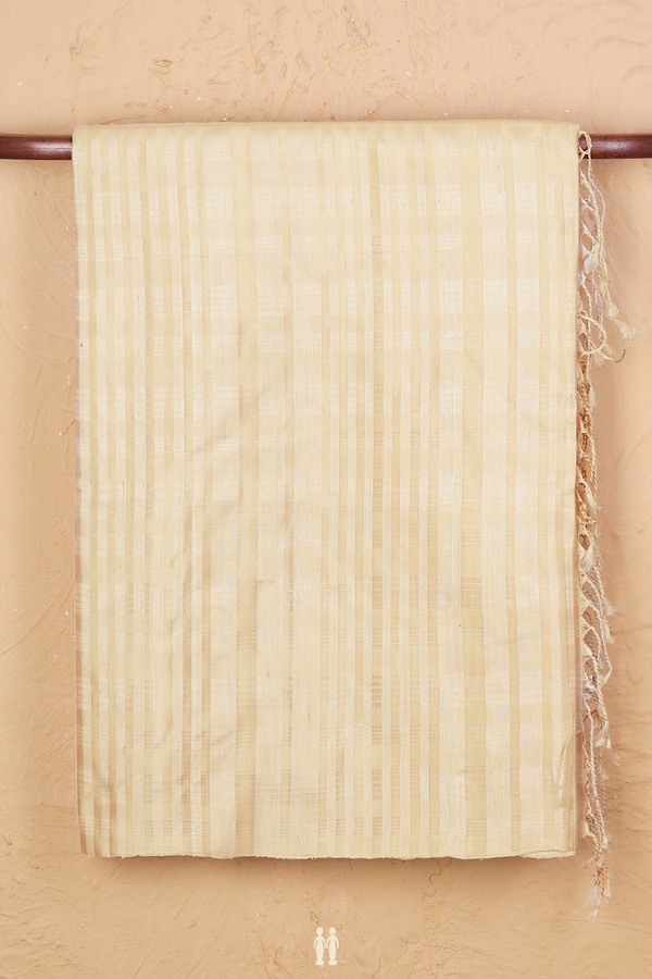 Soft Silk Saree In Cream Color With Stripes Design