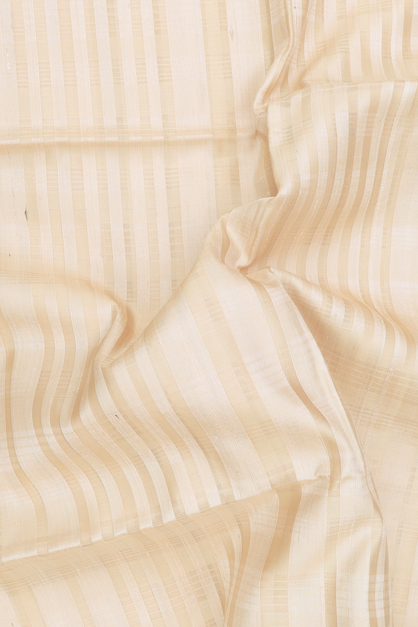 Soft Silk Saree In Cream Color With Stripes Design