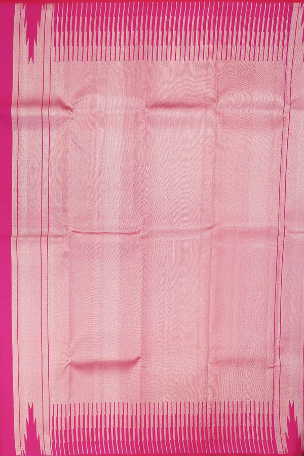 Kanchipuram Silk Saree In Tissue Pink With Rising Border