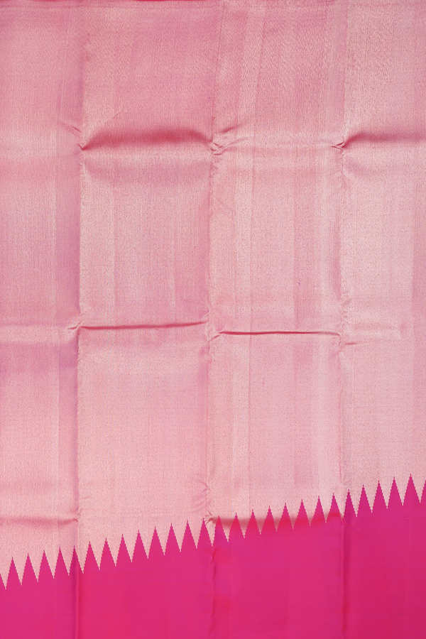 Kanchipuram Silk Saree In Tissue Pink With Rising Border