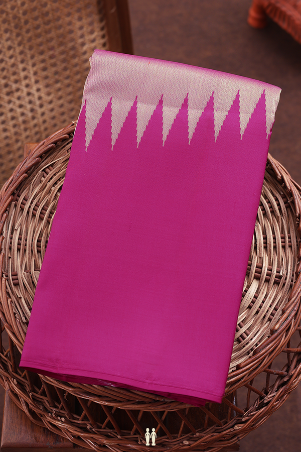 Kanchipuram Silk Saree In Magenta With Rising Border