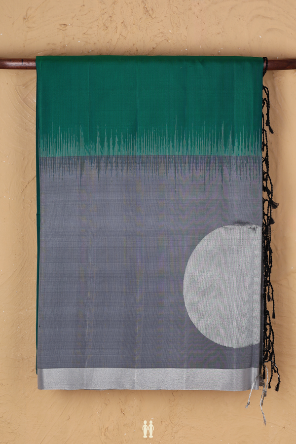 Soft Silk Saree In Plain Green With Contrast Border