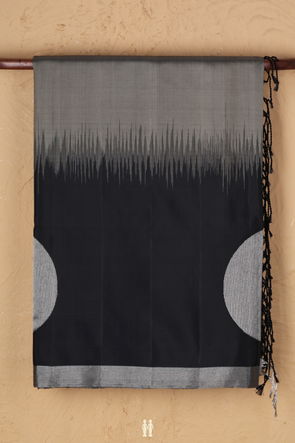 Soft Silk Saree In Elephant Grey With Contrast Border