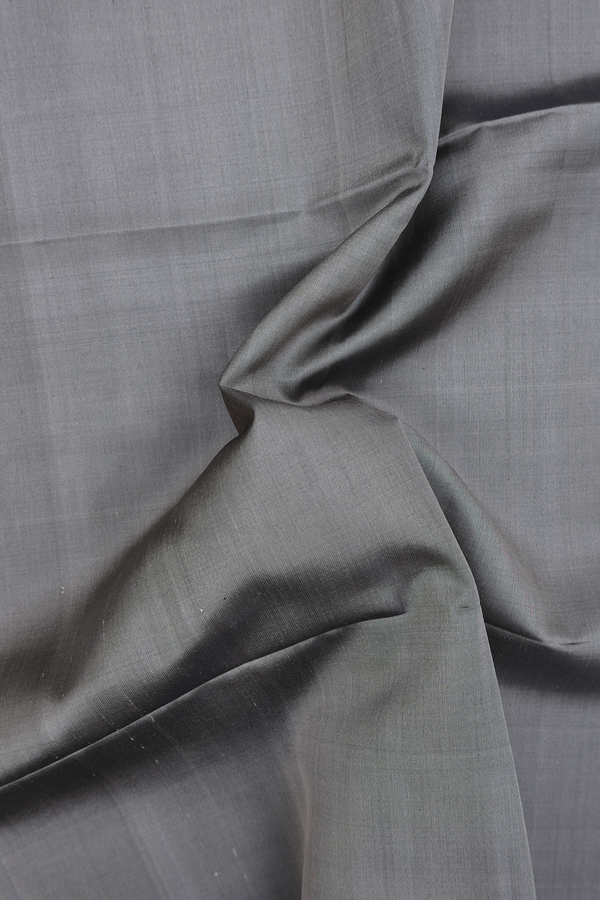Soft Silk Saree In Elephant Grey With Contrast Border