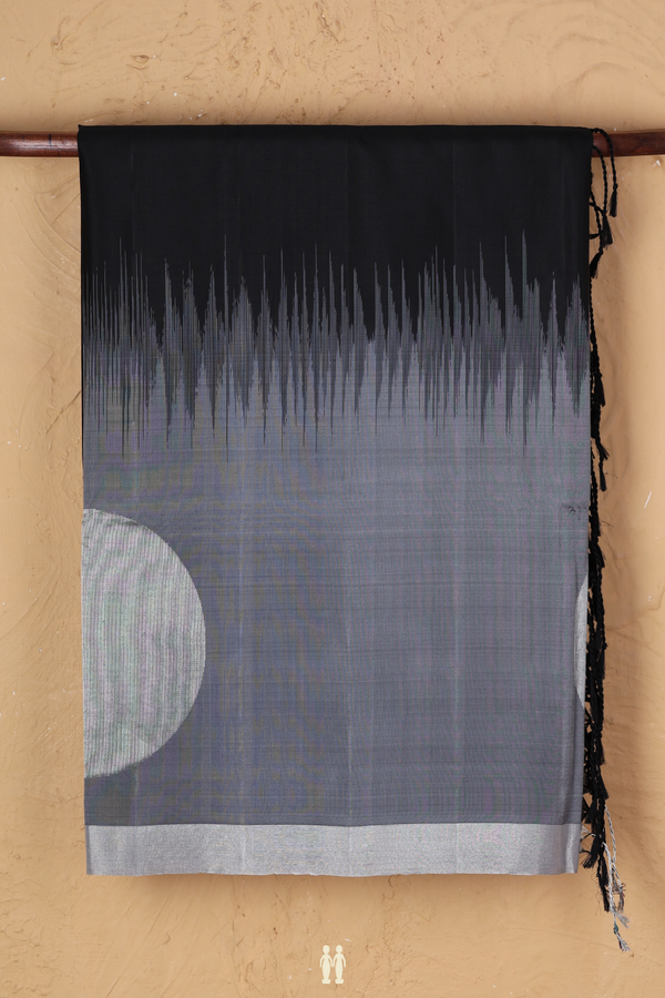 Soft Silk Saree In Plain Black With Contrast Border