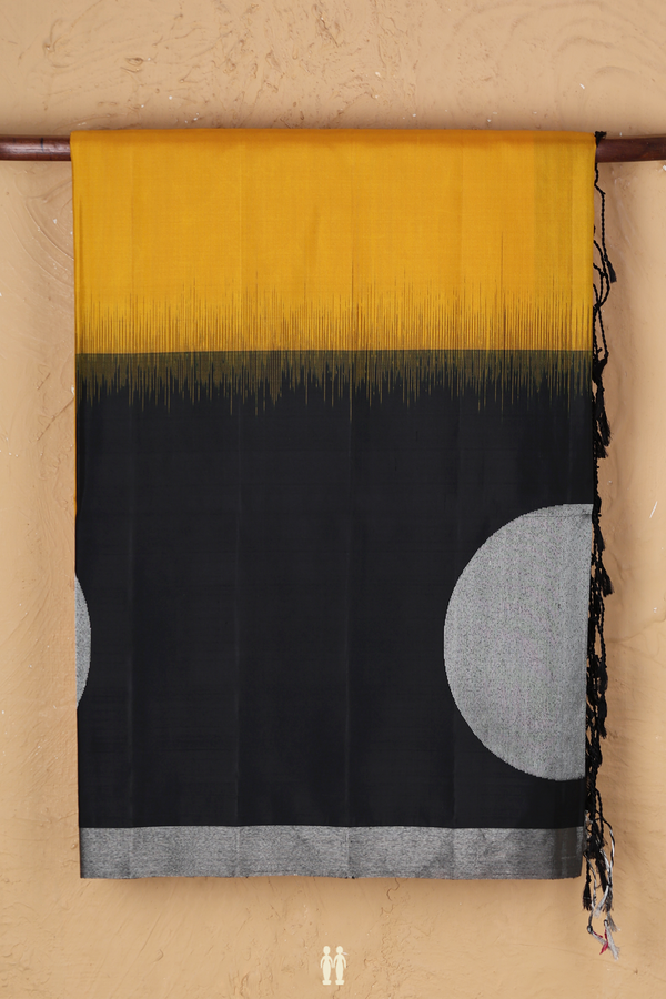 Soft Silk Saree In Plain Yellow With Contrast Border