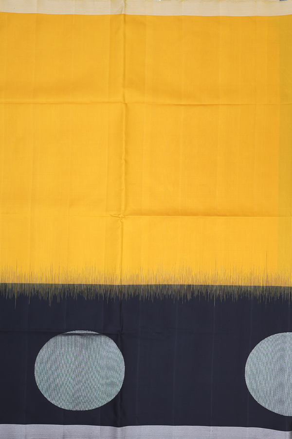 Soft Silk Saree In Plain Yellow With Contrast Border