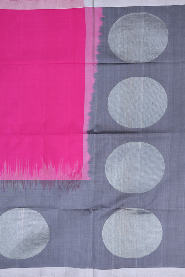 Soft Silk Saree In Plain Rani Pink With Contrast Border