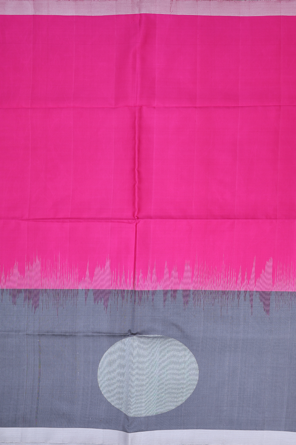 Soft Silk Saree In Plain Rani Pink With Contrast Border