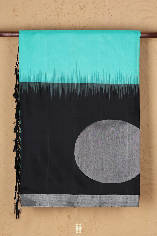 Soft Silk Saree In Plain Mint Green With Contrast Border
