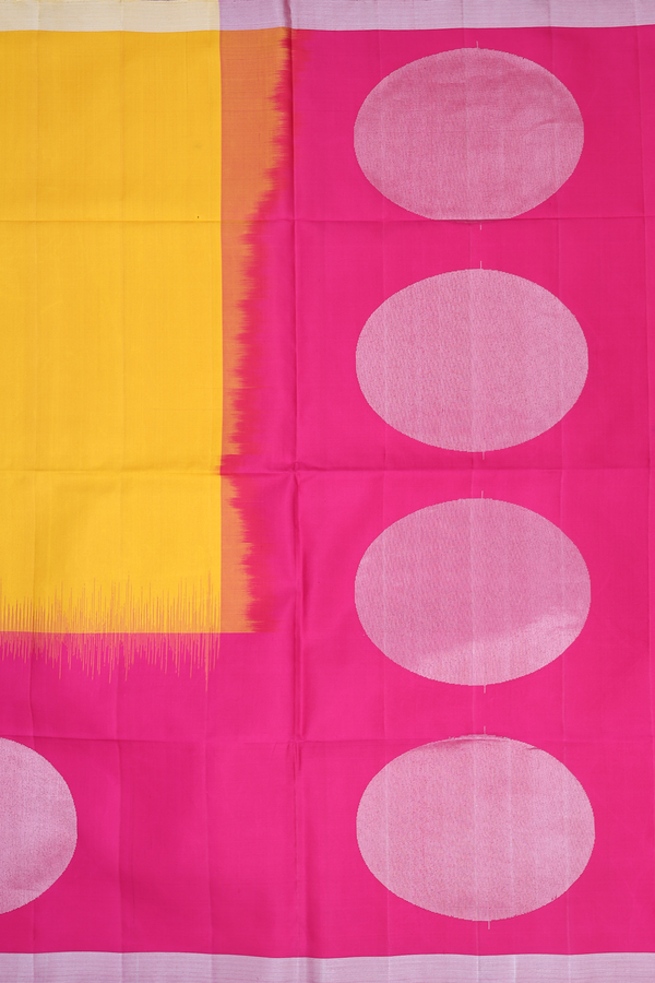Soft Silk Saree In Plain Yellow With Contrast Border