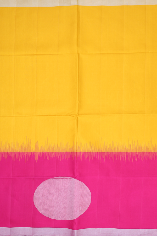 Soft Silk Saree In Plain Yellow With Contrast Border
