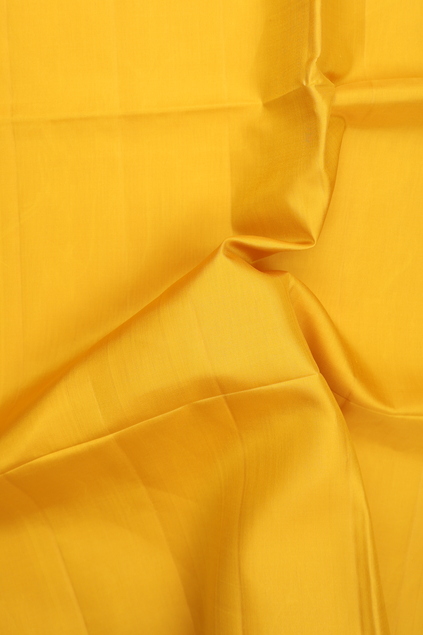 Soft Silk Saree In Plain Yellow With Contrast Border