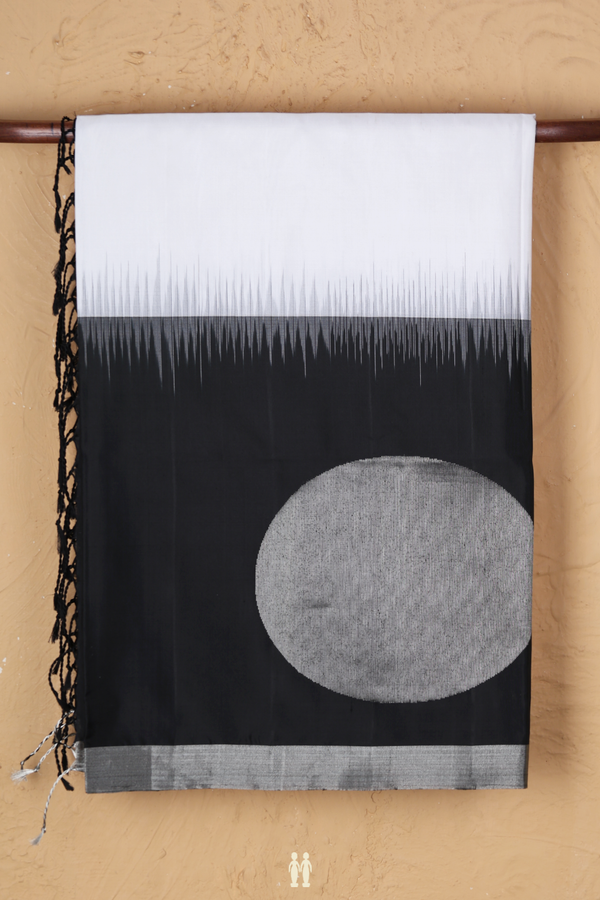 Soft Silk Saree In Plain White With Contrast Border