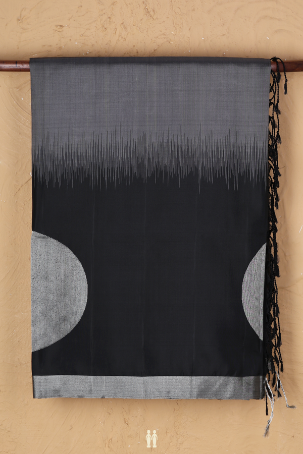 Soft Silk Saree In Plain Grey With Contrast Border