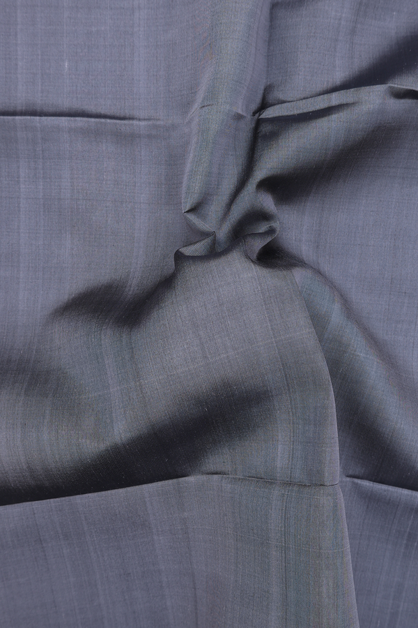 Soft Silk Saree In Plain Grey With Contrast Border