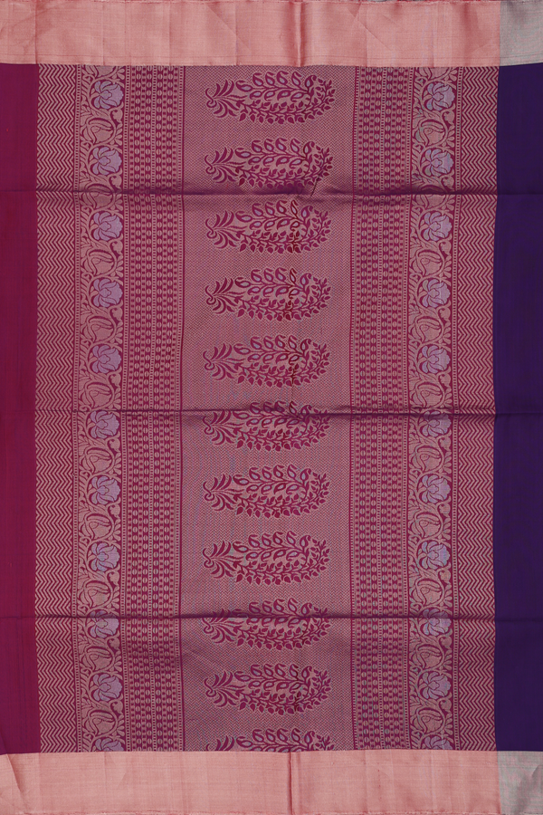 Soft Silk Saree In Deep Purple With Birds Motifs