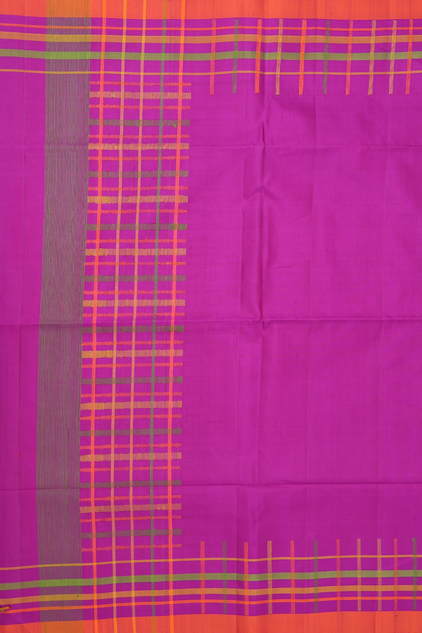 Soft Silk Saree In Plain Purple Rose With Contrast Border