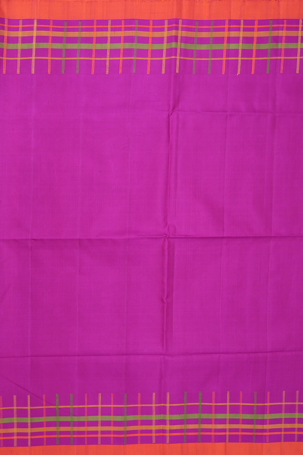 Soft Silk Saree In Plain Purple Rose With Contrast Border