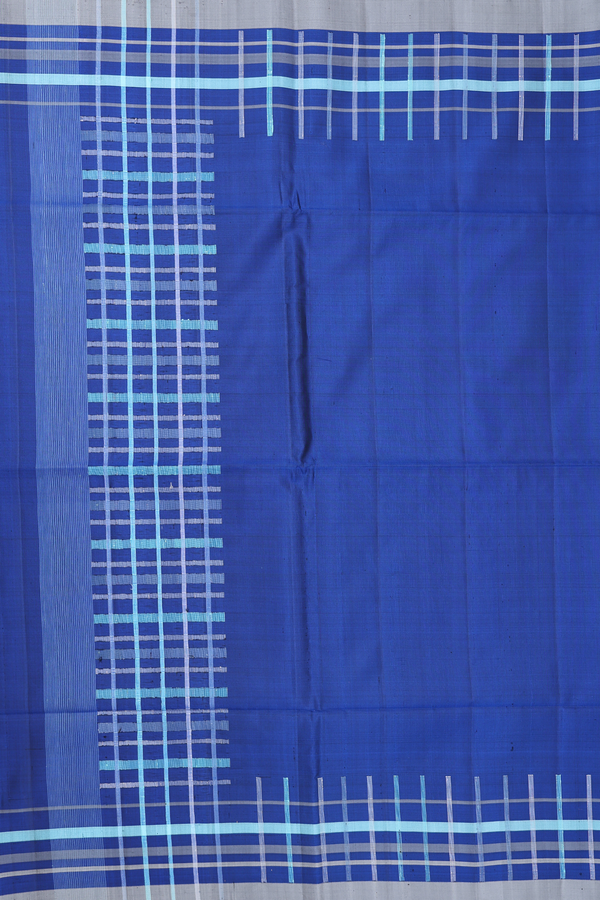 Soft Silk Saree In Royal Blue With Checks Border