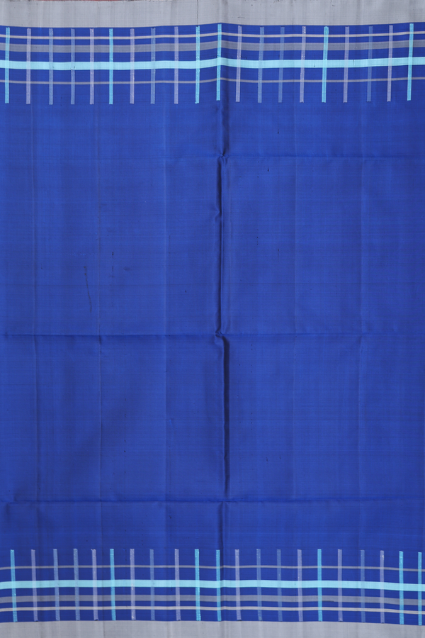 Soft Silk Saree In Royal Blue With Checks Border