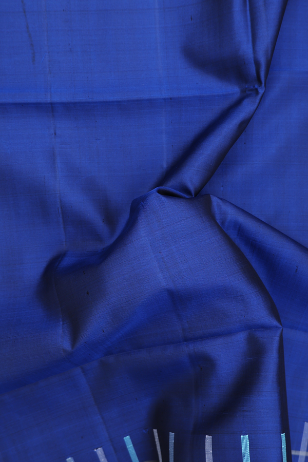 Soft Silk Saree In Royal Blue With Checks Border