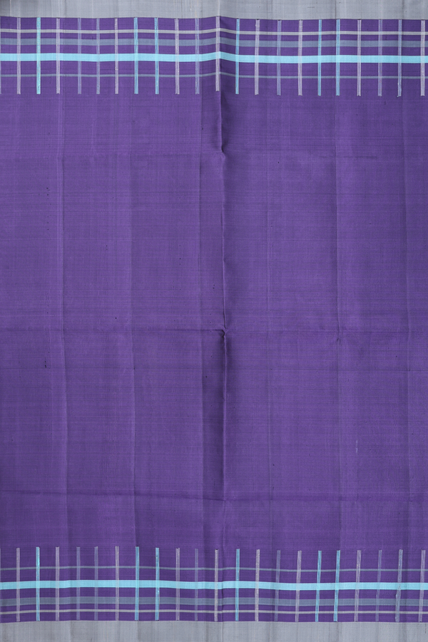 Soft Silk Saree In Indigo Violet With Checks Border
