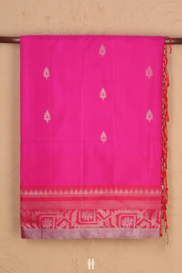 Soft Silk Saree In Magenta With Zari Buttas