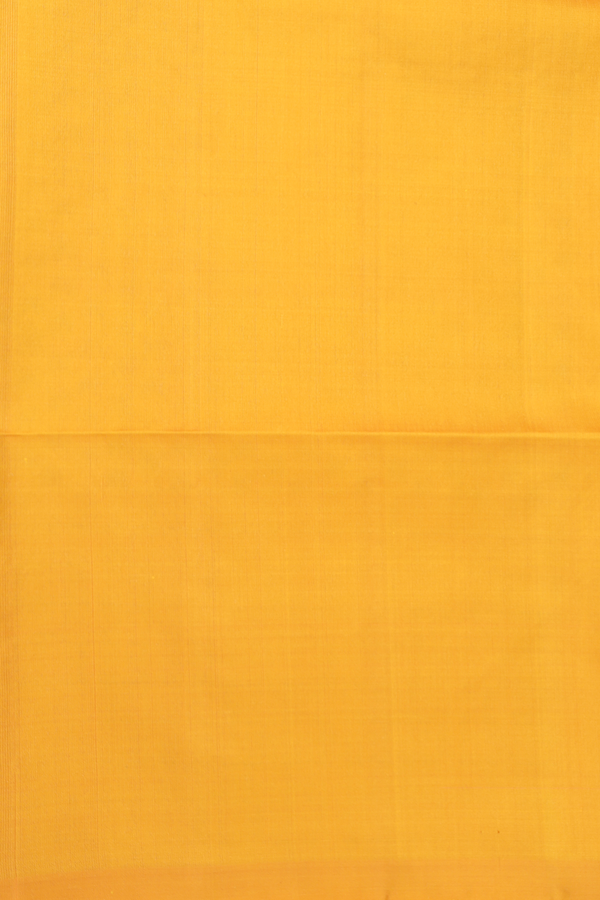 Soft Silk Saree In Saffron Yellow With Geometric Design