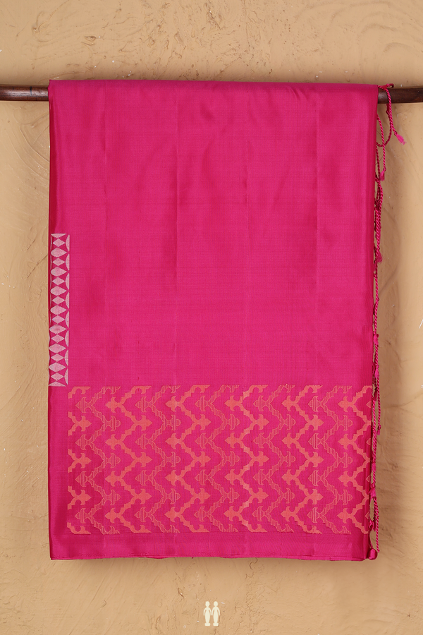 Soft Silk Saree In Pink With Geometric Design