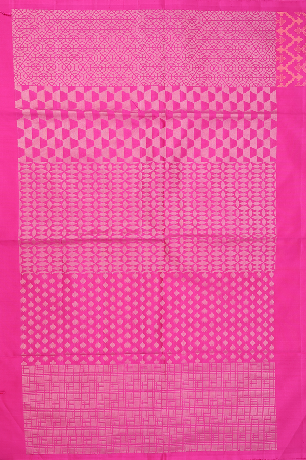 Soft Silk Saree In Pink With Geometric Design