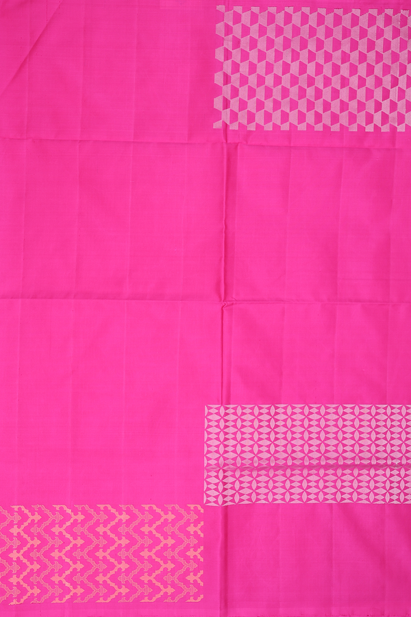 Soft Silk Saree In Pink With Geometric Design