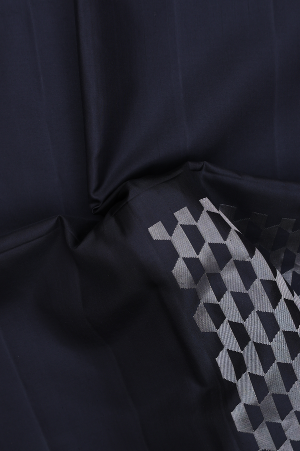 Soft Silk Saree In Black With Geometric Design