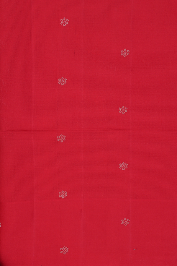 Soft Silk Saree In White With Zari Buttas