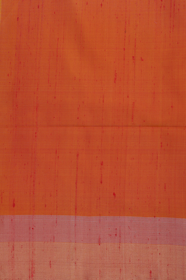 Soft Silk Saree In Golden Yellow With Leaf Design