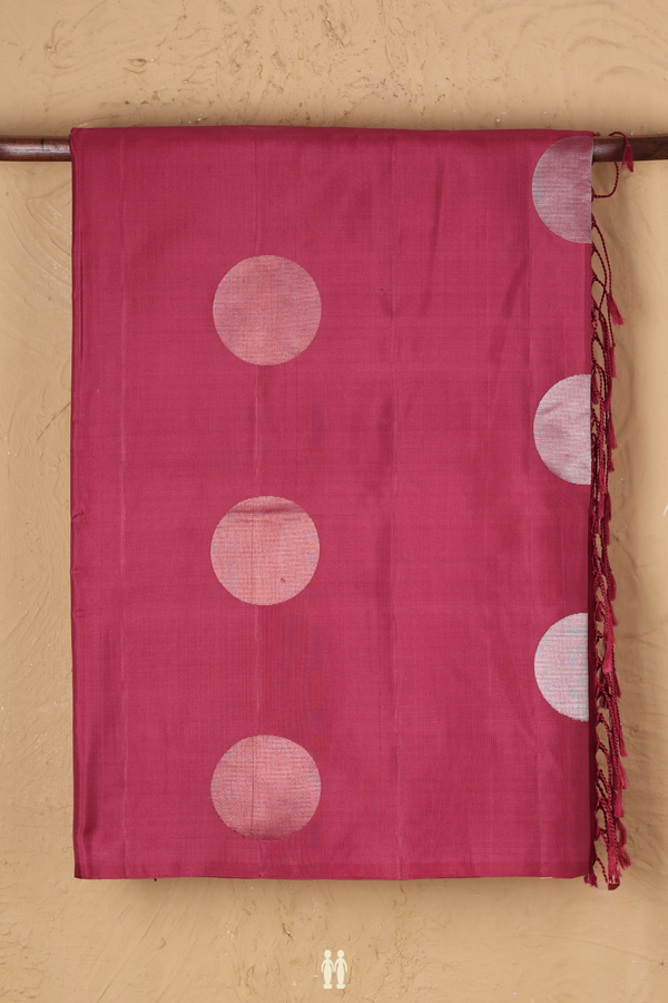 Soft Silk Saree In Mulberry With Circle Motifs
