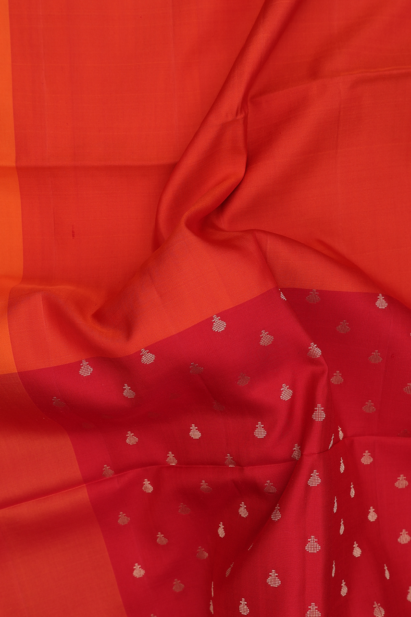 Soft Silk Saree In Pink And Orange With Checks Design