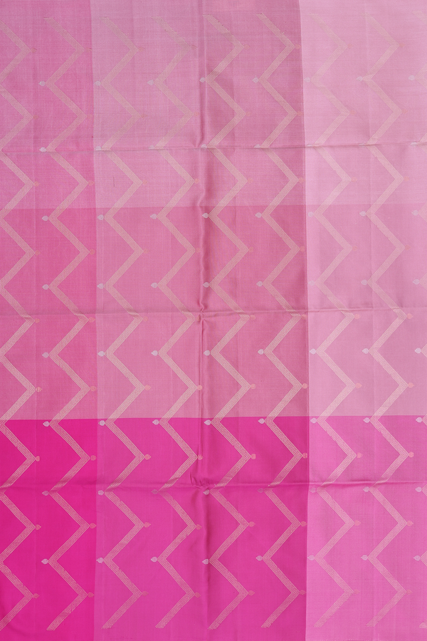 Soft Silk Saree In Shades Of Pink With Chevron Design