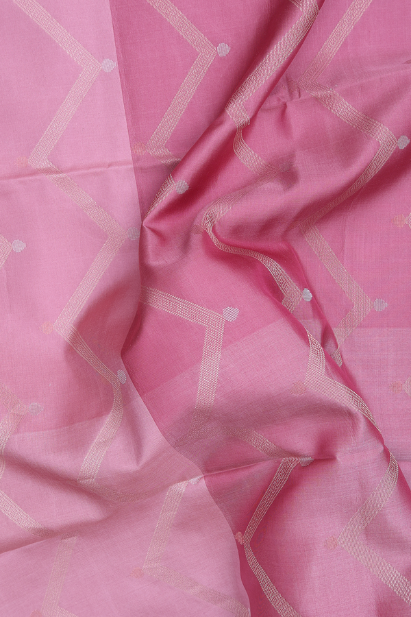 Soft Silk Saree In Shades Of Pink With Chevron Design