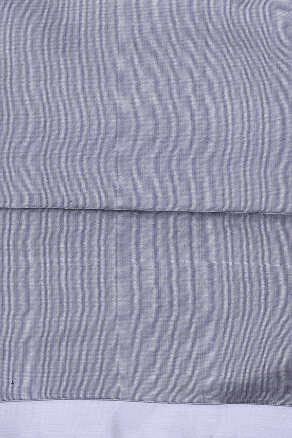 Soft Silk Saree In Plain Pigeon Blue With Temple Border
