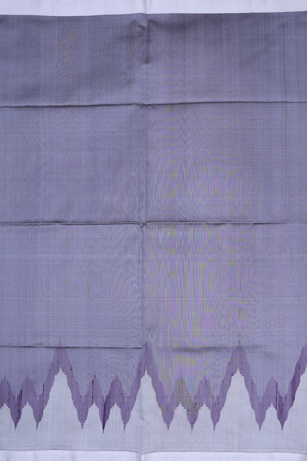 Soft Silk Saree In Plain Pigeon Blue With Temple Border