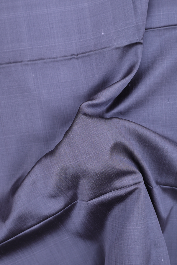 Soft Silk Saree In Plain Pigeon Blue With Temple Border
