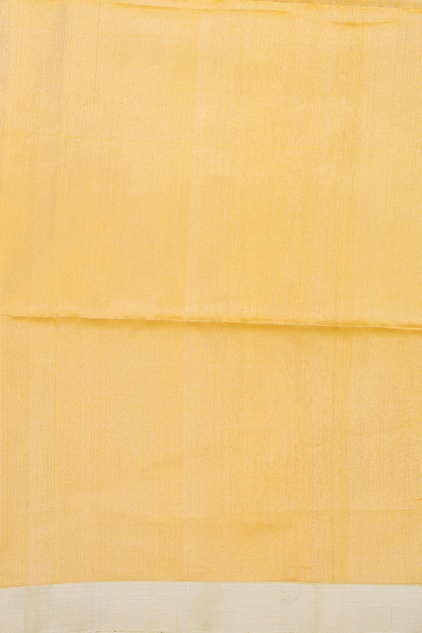 Soft Silk Saree In Honey Yellow With Temple Border