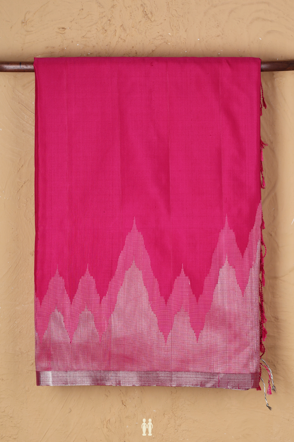 Soft Silk Saree In Rani Pink With Temple Border