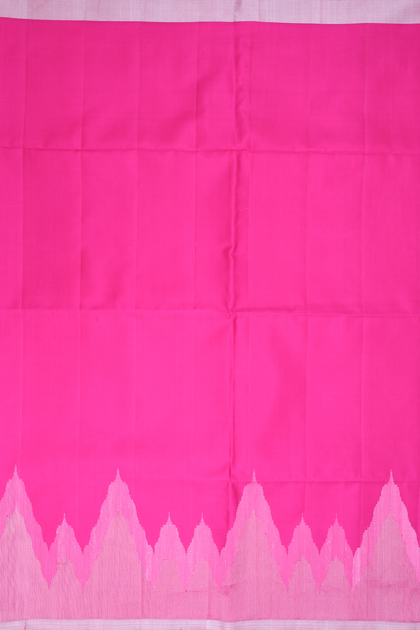 Soft Silk Saree In Rani Pink With Temple Border