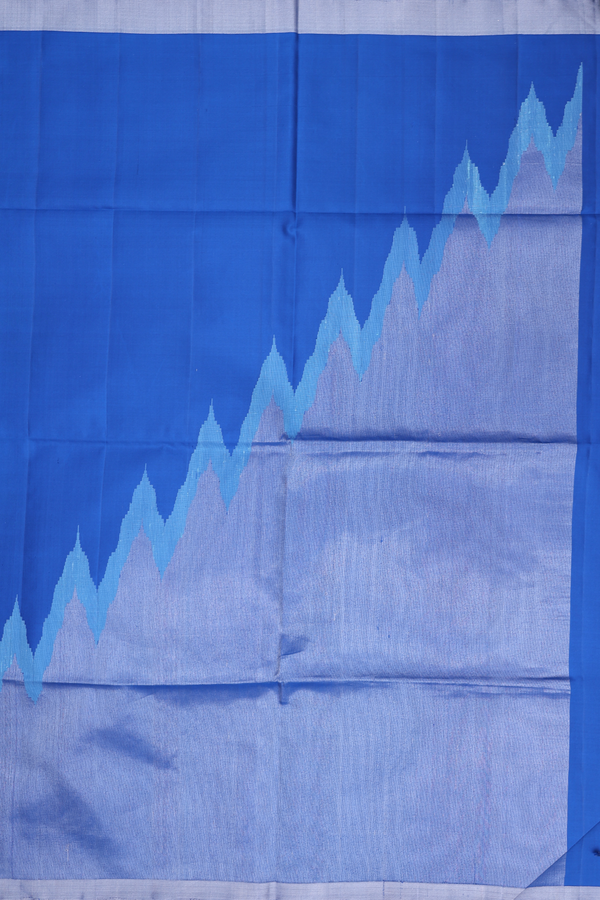 Soft Silk Saree In Plain Blue With Temple Border