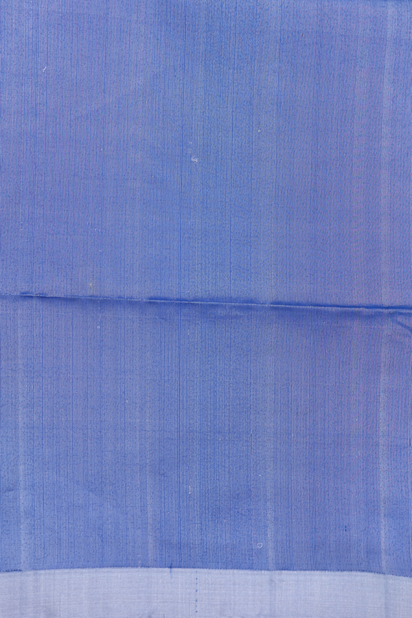Soft Silk Saree In Plain Blue With Temple Border