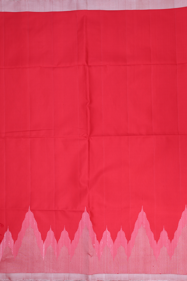 Soft Silk Saree In Scarlet Red With Temple Border