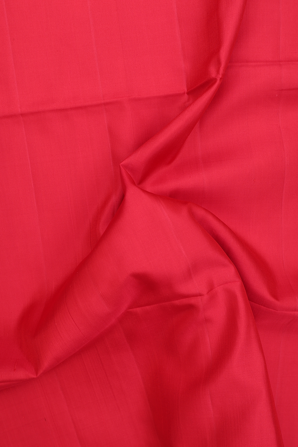 Soft Silk Saree In Scarlet Red With Temple Border